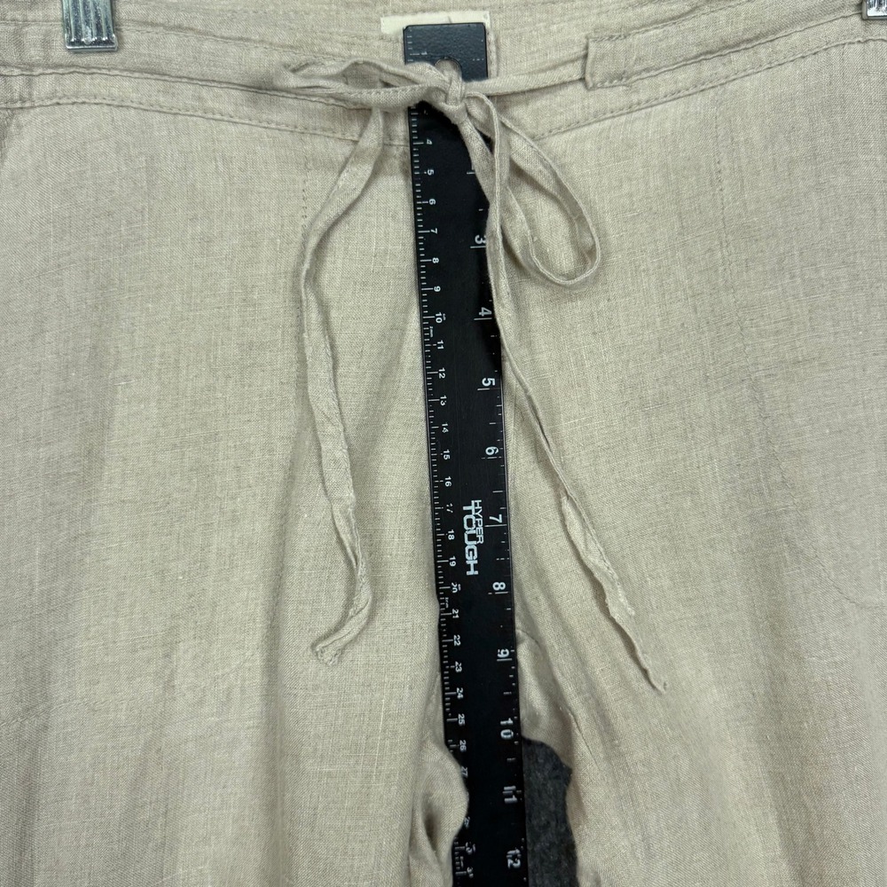Gap Pants Women 4 Beige Khaki 100% Linen Straight Leg Drawstring Lined Trousers - Picture 13 of 16